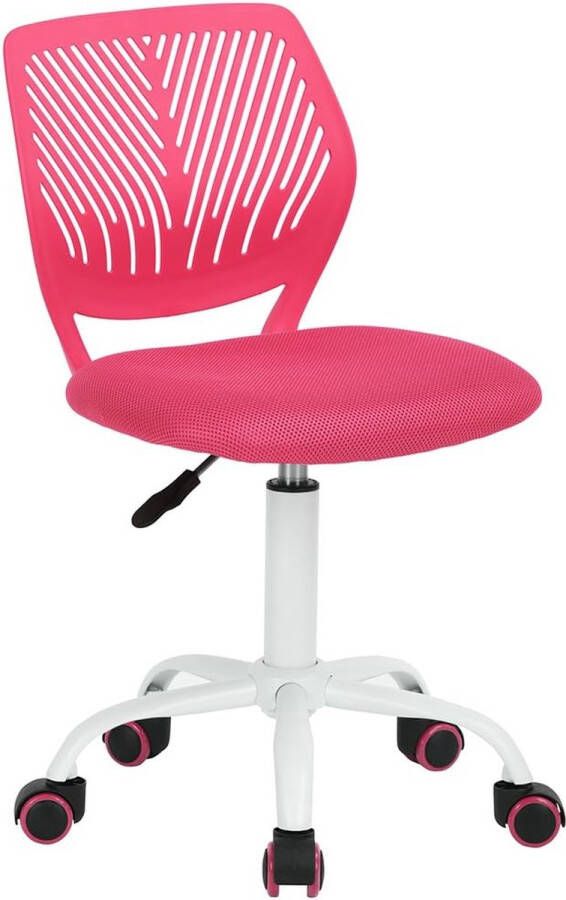 Merklose Bureaustoel verstelbare draaibare bureaustoel stoffen zitting ergonomische bureaustoel zonder armleuning roze