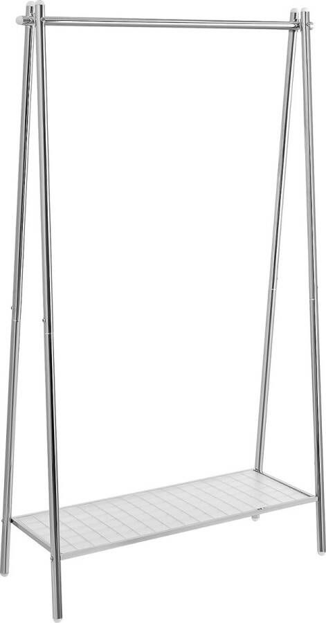 Merklose Kledingrek kledingstang garderobestaard van staal garderobestang met plank 33 5 x 92 5 x 153 cm voor slaapkamer kleedkamer bijkeuken zilver HSR023E01