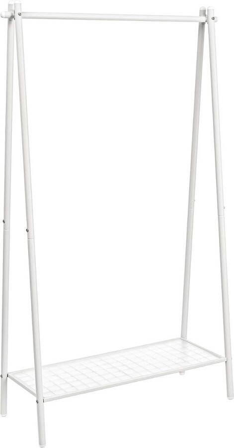 Merklose Kledingrek kledingstang garderobestaard van staal garderobestang met plank 33 5 x 92 5 x 153 cm voor slaapkamer kleedkamer bijkeuken wit HSR023W01