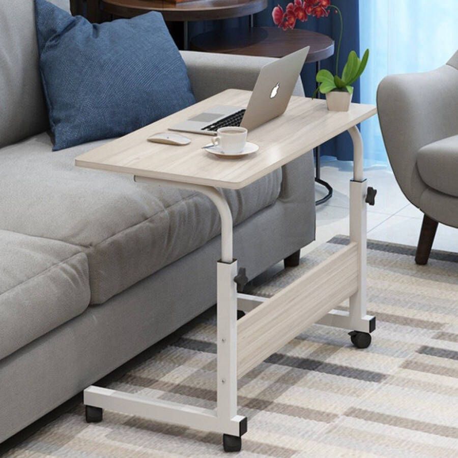 Merklose- Mobiele Bureau Laptop bijzettafel Sta bureau voor laptop tafel voor thuis Bureau Op Wielen thuiskantoor (80cm * 40cm)
