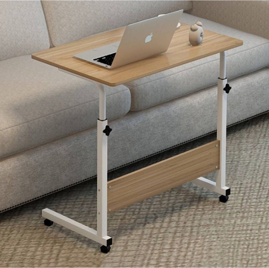 Merklose- Mobiele Bureau Laptop bijzettafel Sta bureau voor laptop tafel voor thuis Bureau Op Wielen thuiskantoor (80cm * 40cm)