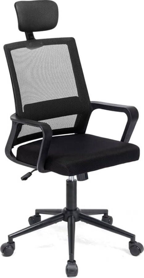 Merklose Verstelbare hoofdsteun bureaustoel Ergonomische Mesh Swivel bureaustoel lumbaalsteun hoogte verstelbaar 360 ° roterende functie Mesh rugleuning stoel geschikt voor thuiskantoor