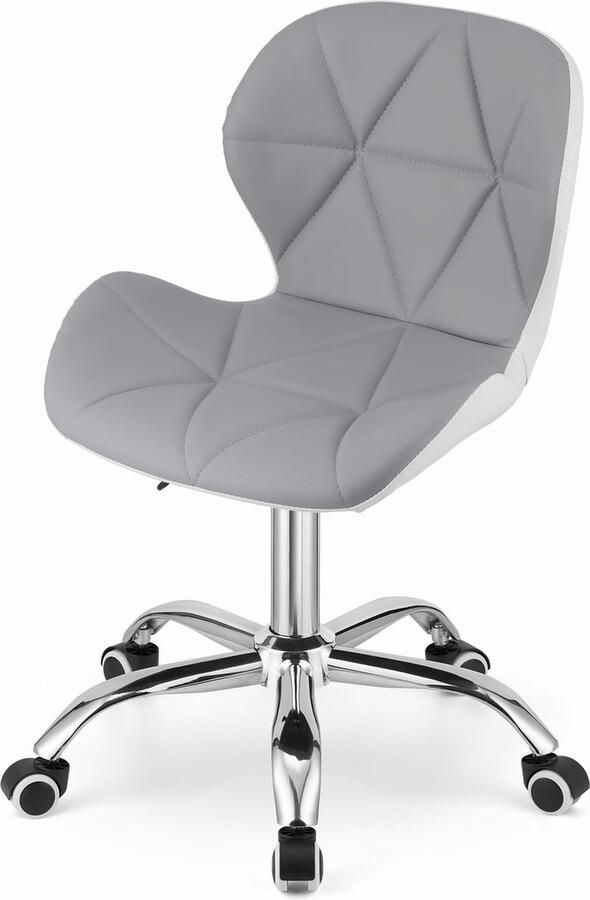 Merlkloos AVOLA DORY-21 Draaistoel Grij-Wit Ergonomisch en Verstelbare Zithoogte 5-Poot Chrome Basis Kunstleer Zitting Geschikt voor Thuis en Kantoor Max. 110 kg - Foto 2