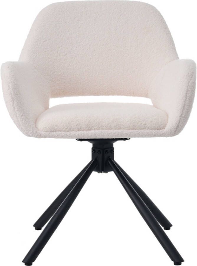 Merlooks Draaibaar Sherpa-stof 1 Er zijn leuningen Modern en eenvoudig Eetkamerstoel wit