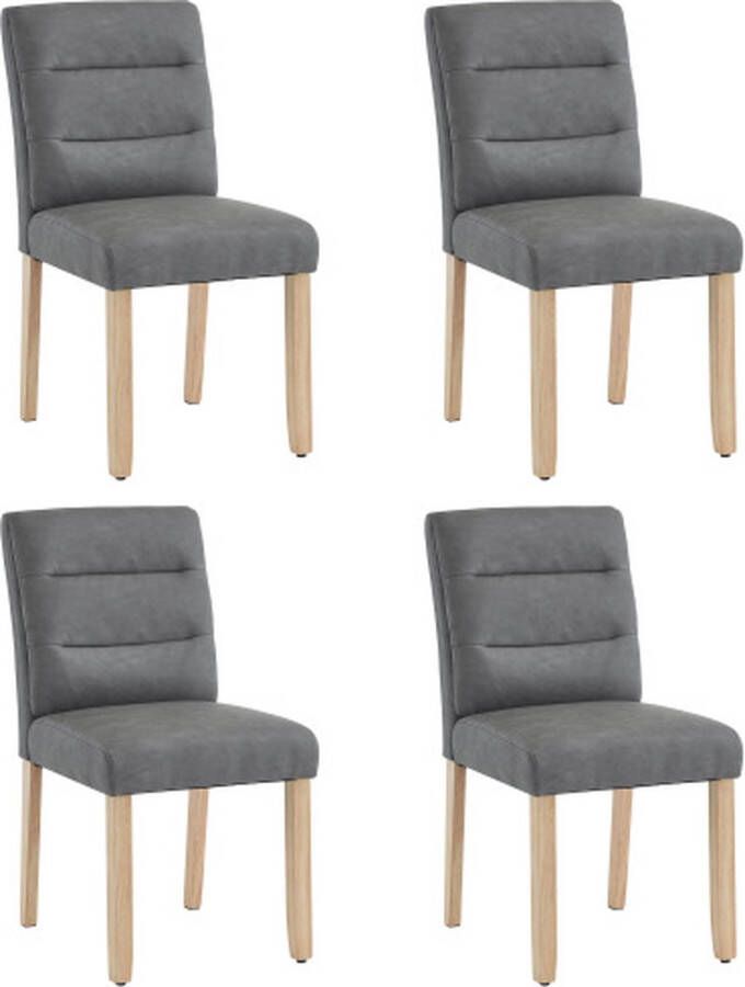 Merlooks Eetkamerstoelen Set van 4 familie eetkamerstoelen stoelen modern minimalistisch woonkamer slaapkamer stoelen vier eiken stoelen met rugleuning grijs