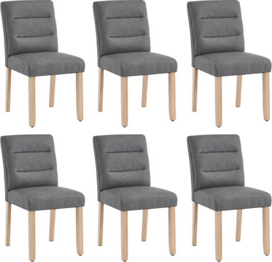 Merlooks Eetkamerstoelen Set van 6 Familie Eetkamerstoelen Moderne Minimalistische Woonkamer Slaapkamer Stoelen Vier Eikenhouten Stoelen Met Achterbank Grijs