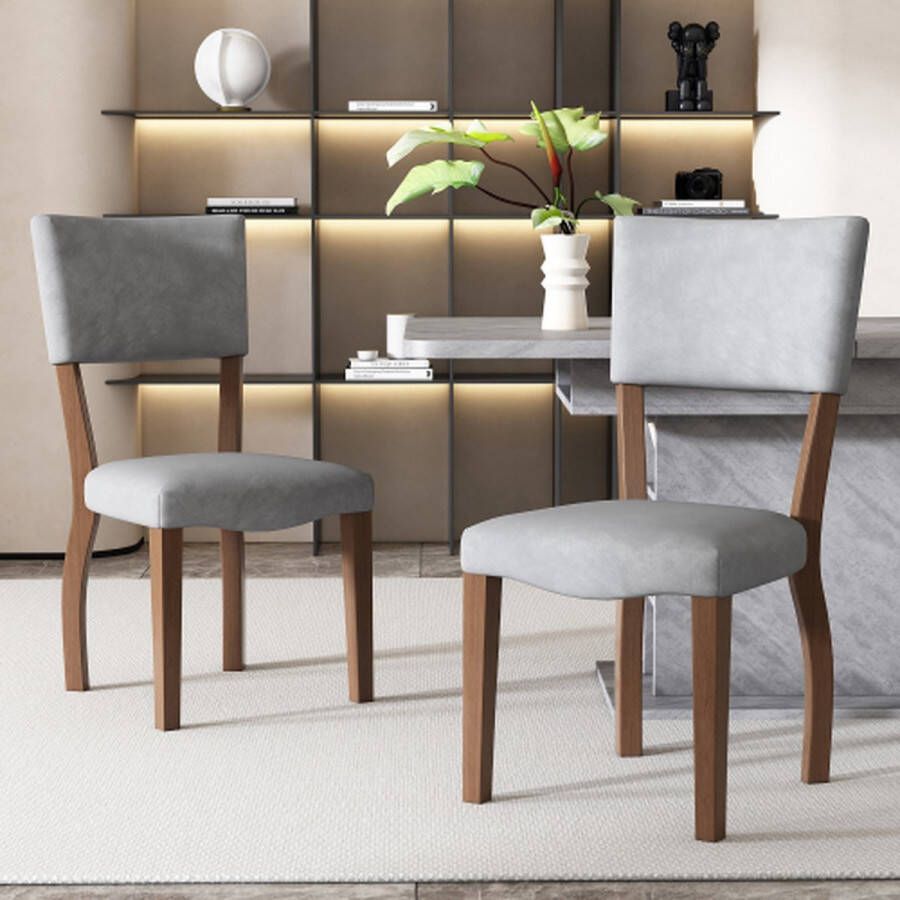 Merlooks fluwelen eetkamerstoelen set van 2 familie eetkamerstoelen stoelen moderne minimalistische woonkamer slaapkamer stoelen vier rubberen houten poten grijs