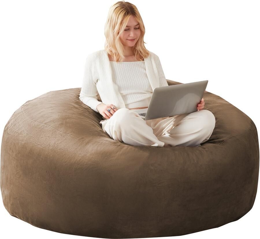 Re-purelife Zitzak 90x90x50 cm – Comfortabele en Stevige Beanbag Stoel voor Volwassenen – Ergonomische Loungestoel Relaxstoel & Poef Onderhoudsvriendelijk & Direct Klaar voor Gebruik – Ideaal voor Woonkamer Slaapkamer & Balkon Koffiekleur