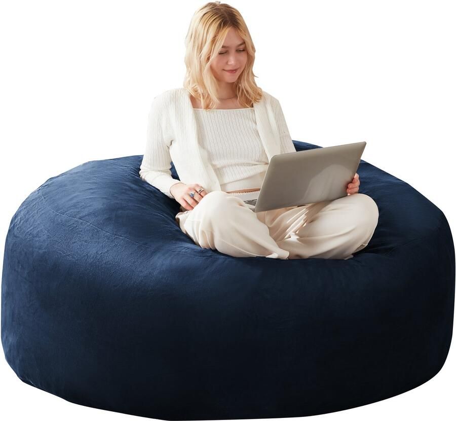 Re-purelife Zitzak 90x90x50 cm – Comfortabele en Stevige Beanbag Stoel voor Volwassenen – Ergonomische Loungestoel Relaxstoel & Poef Onderhoudsvriendelijk & Direct Klaar voor Gebruik – Ideaal voor Woonkamer Slaapkamer & Balkon Blauw