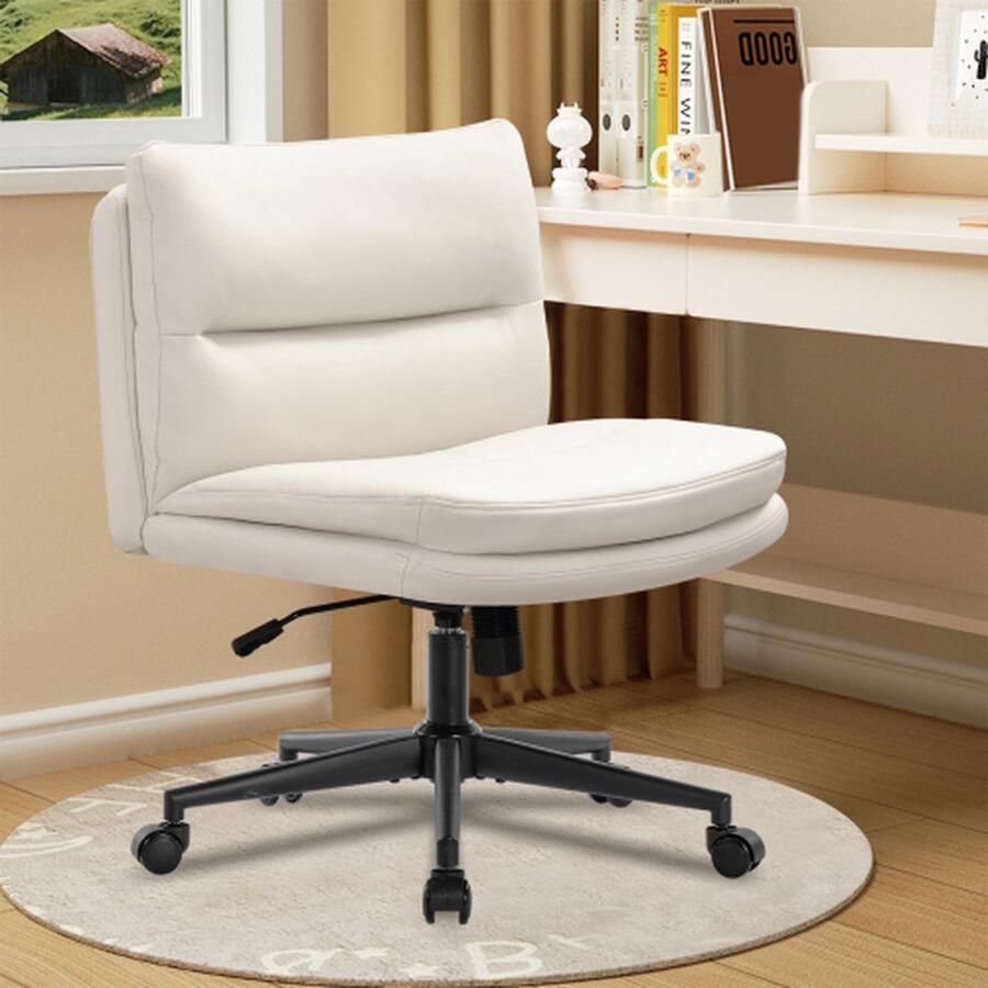 Merlooks Armloze Rolstoel Bureaustoel In Hoogte Verstelbare Stoel met Kruispoten Comfortabele Computer Stoel voor in de Woonkamer Kaptafel Accent Stoel