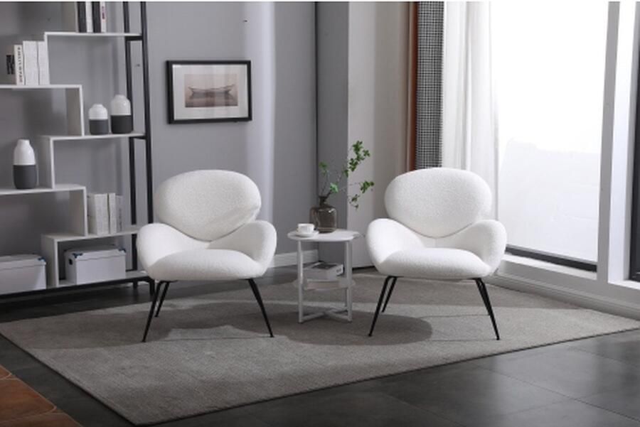 Merlooks Fluwelen Metalen Been Dressing Stoel Zachte Gestoffeerde Stof Karakteristieke Armleuning Moderne Vrije Tijd Stoel Geschikt voor Woonkamer en Slaapkamer Make-up Stoelen 1-delig Wit - Foto 2