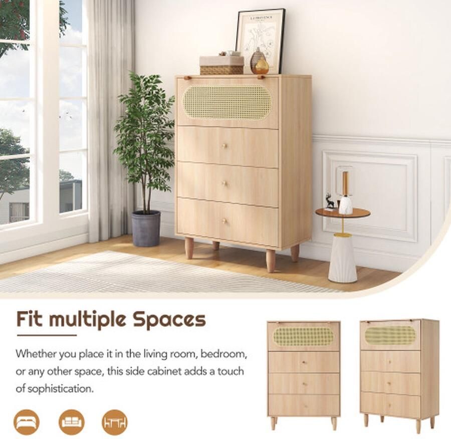 Merlooks Kast ladekast woonkamer opbergkast met deuren en laden met grote opbergruimte breedte 80 centimeter