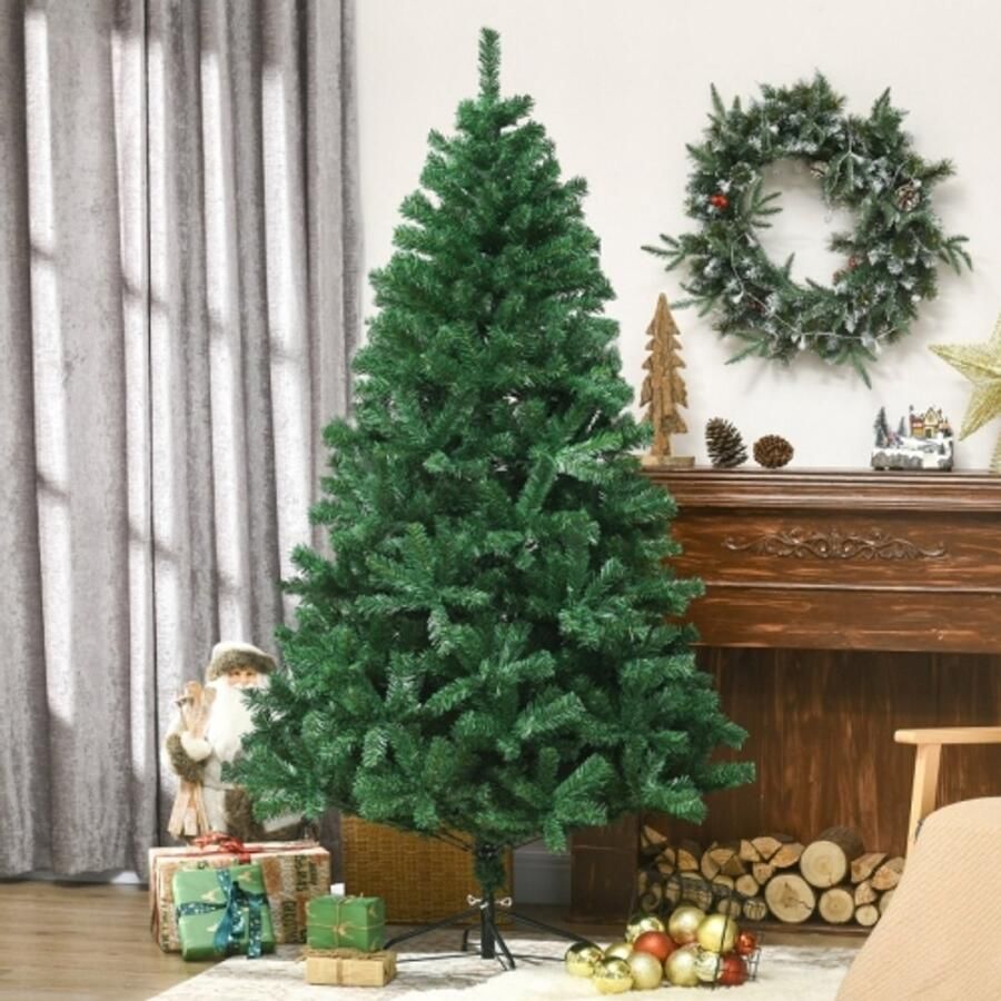 Merlooks Kerstboom 1 8 m Kunstmatige spar 1000 takken Metalen voet PVC Groen Ø120 x 180H cm