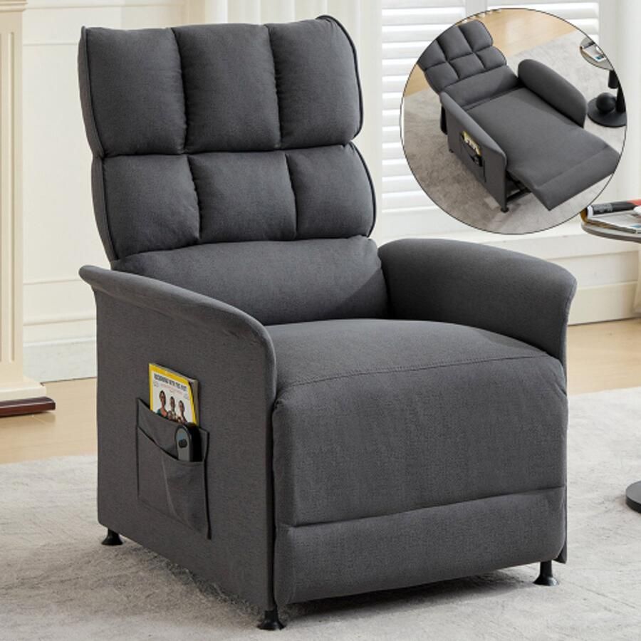 Merlooks Modern ontwerp: fauteuil TV fauteuil elektrische fauteuil relaxfauteuil met afstandsbediening met opbergtas geschikt voor woonkamer slaapkamer en thuis etc. Video beschikbaar