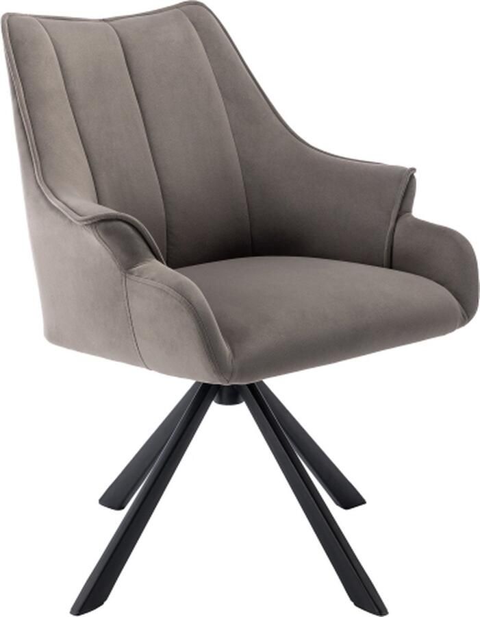 Merlooks Moderne Fluwelen Naadde Eetkamerstoel 1-delig kan 360°roteren met Armleuning Woonkamerstoelen Metalen Benen Fluwelen Zittingen Koffiekleur