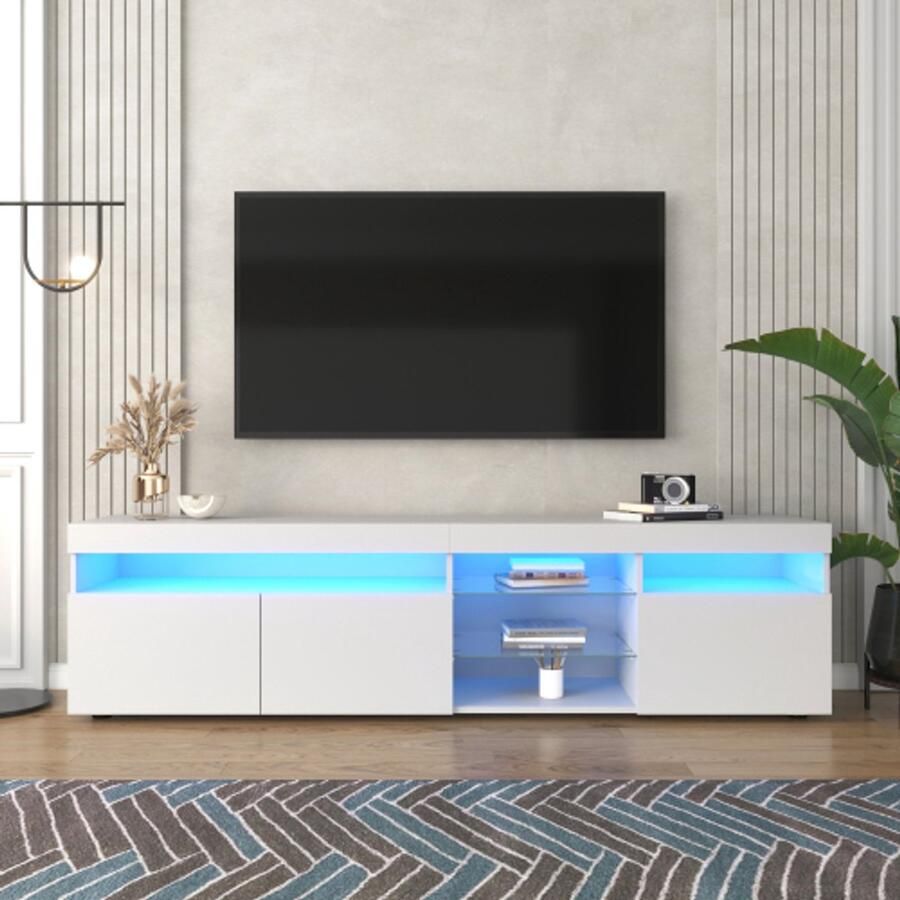Merlooks Moderne tv-kast licht paneel variabele ledverlichting woon- en eetkamer 180 cm wit