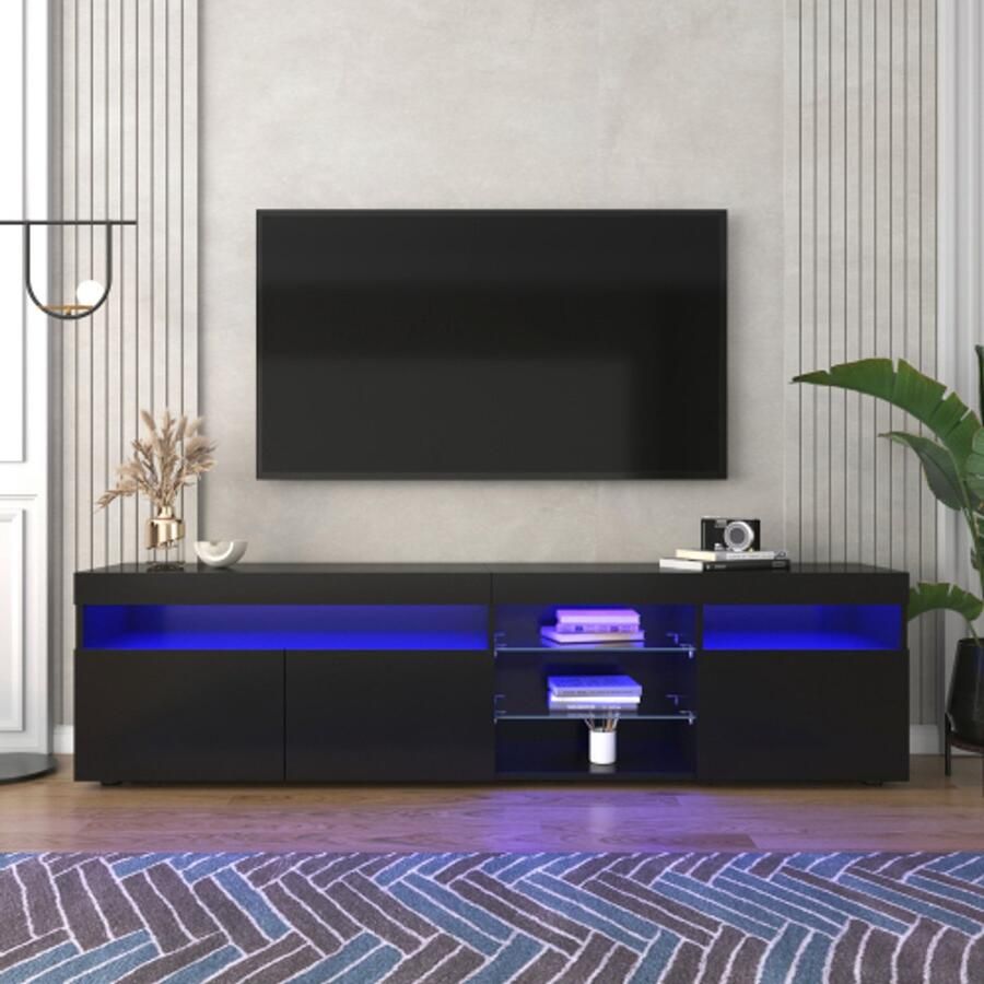 Merlooks Moderne tv-kast licht paneel variabele ledverlichting woon- en eetkamer 180 cm zwart