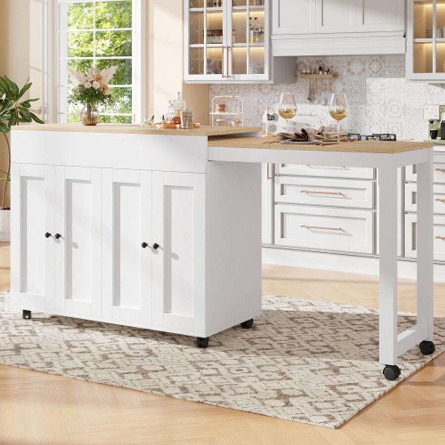 Merlooks Moderne uitschuifbare bartafel (118-180×50×94cm) uitschuifbare eettafel met opbergruimte met zes planken bistrotafel voor eetkamer te gebruiken als afscheiding voor de woonkamer wit