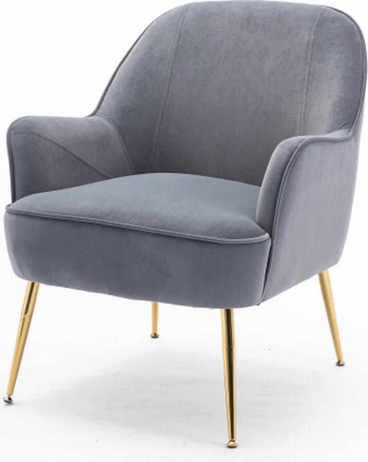 Merlooks Moderne Zachte Fluwelen Stof Ergonomie Accent Stoel Woonkamer Stoel Slaapkamer Stoel Thuis Met Gouden Poten En Verstelbare Poten Voor Binnen Huis Grijs