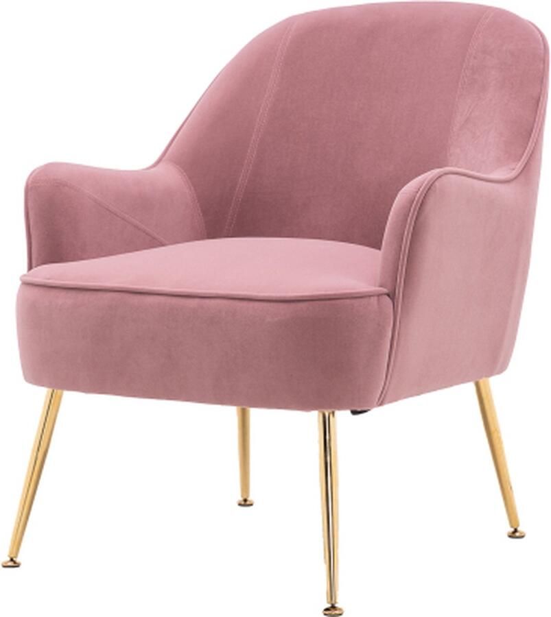 Merlooks Moderne Zachte Fluwelen Stof Ergonomie Accent Stoel Woonkamer Stoel Slaapkamer Stoel Thuis Met Gouden Poten En Verstelbare Poten Voor Binnen Huis Roze