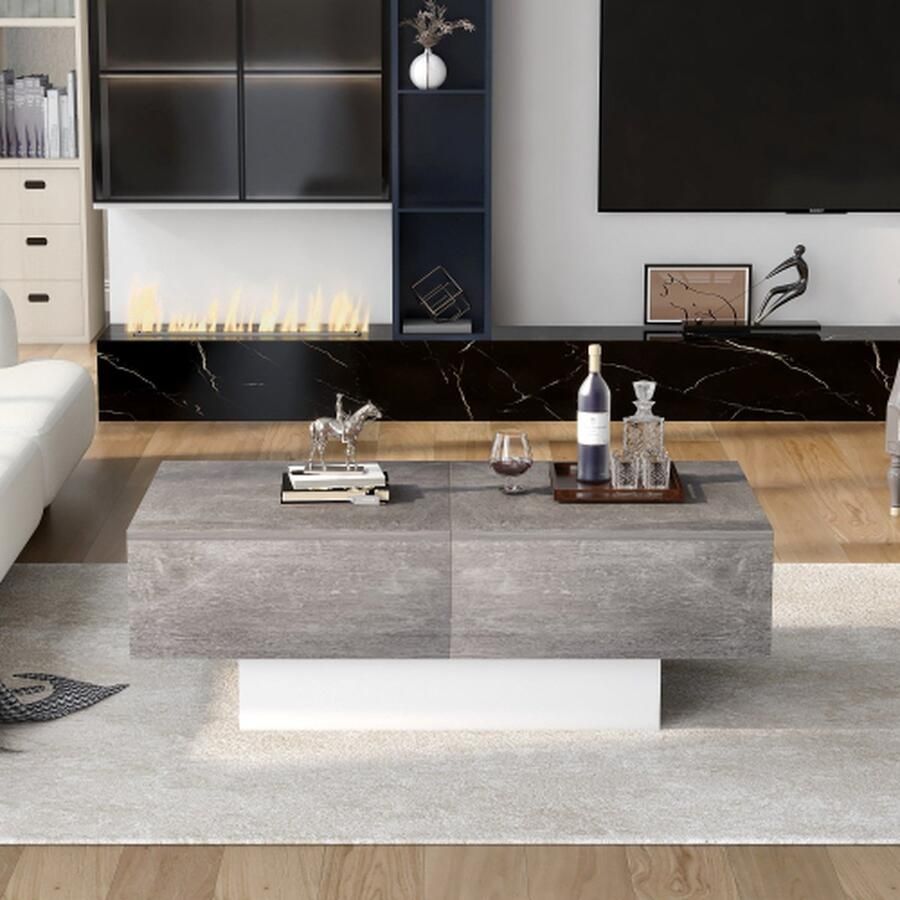 Merlooks Universele salontafel woonkamer hoogglans met uitschuifbare tafel en opbergruimte