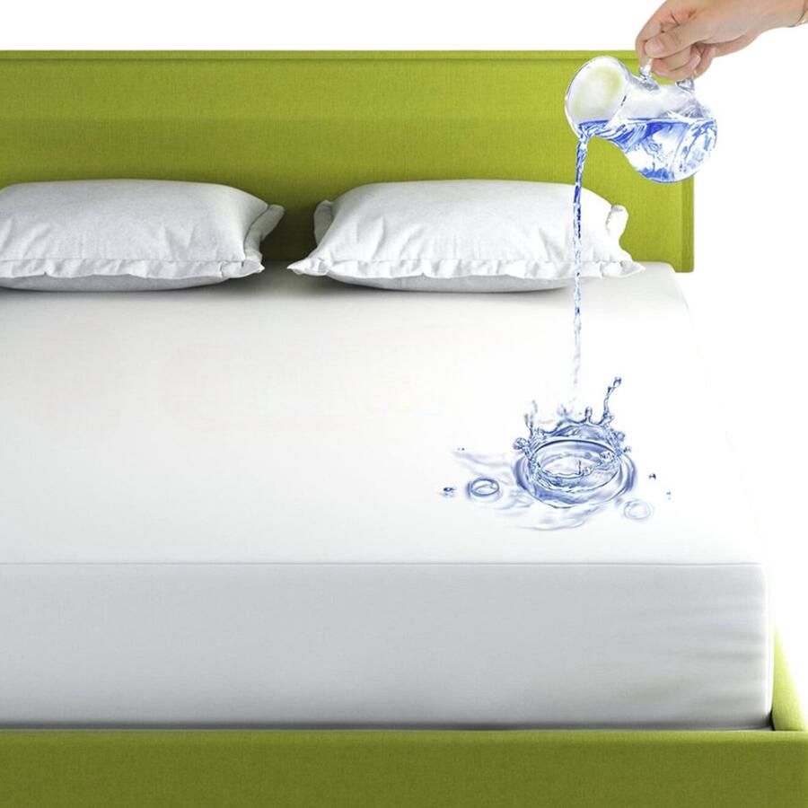 Merlooks Waterdicht hoeslaken van garen Hotel effen geborsteld Babyluierbestendig matras Lakenbeschermer Matrasbeschermer 100% waterdichte matrashoes 140 * 200 + 30 cm Wit Ademend en stil Machinewasbaar