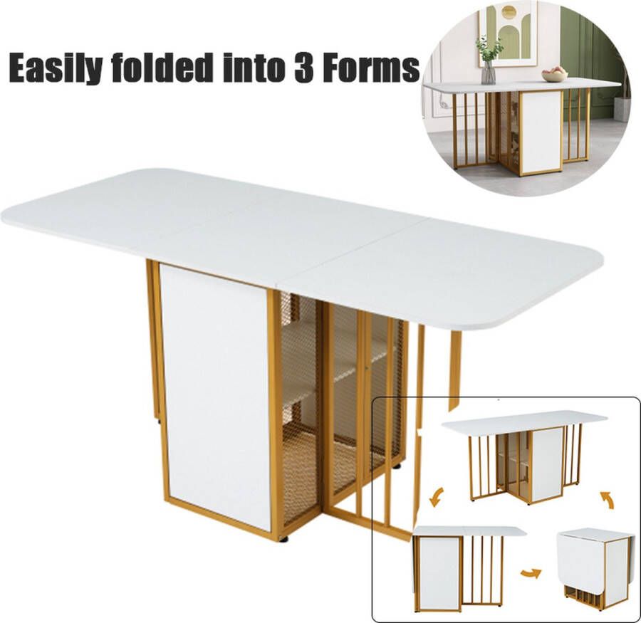 Merlooks Opklapbare eettafel multifunctionele uitschuifbare eettafel verplaatsbare eettafel uitschuifbare eettafel met laden