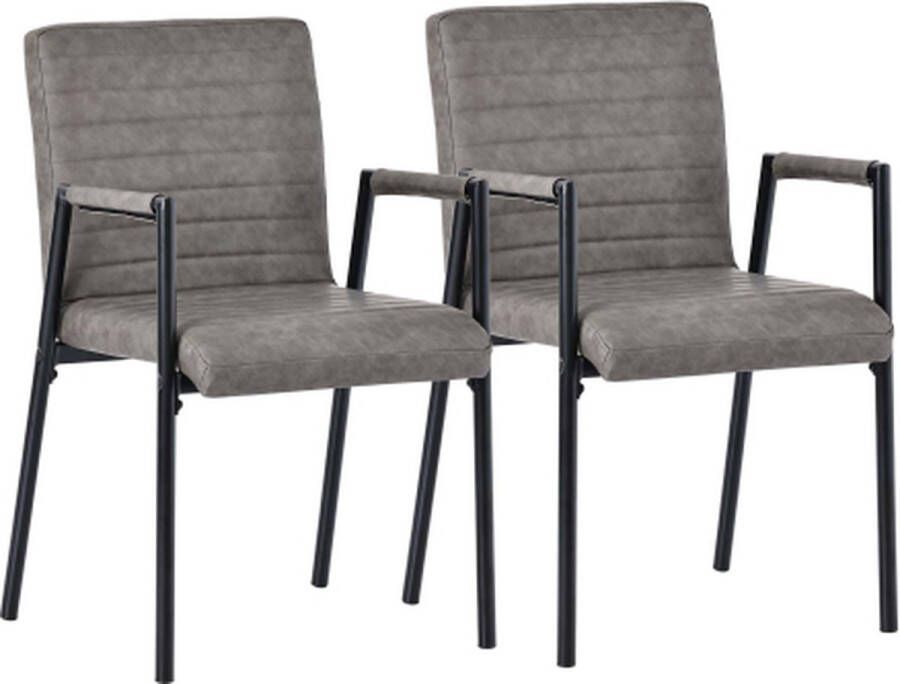 Merlooks Set van 2 verticale gestreepte eetkamerstoelen gewatteerde stoel met metalen poten moderne loungestoel slaapkamerwoonkamerstoel fauteuil
