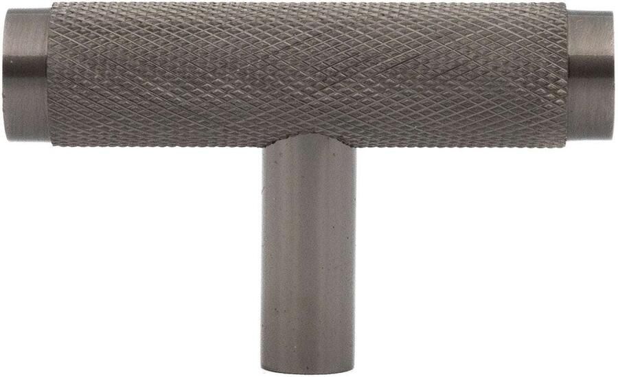 Messtique Kastknop Knurled T-Bar 50mm – compacte T-vormige meubelknop van messing Antraciet