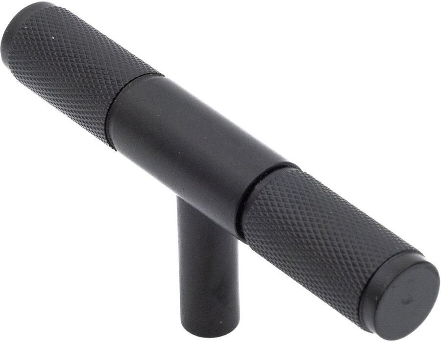 Messtique Kastknop Knurled T-Bar – messing meubelknop met luxe uitstraling Antraciet