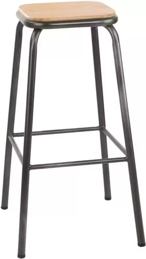 Metaal Bolero Cantina Hoge Barkrukken Met Houten Zitting Metallic Grijs (4 Stuks) Bolero FB936 Horeca & Professioneel
