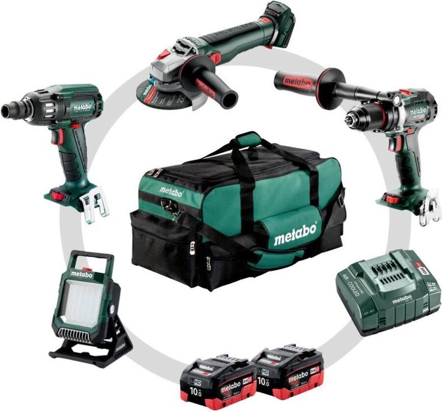 Metabo Comboset 4.3.2 4 machines 18V 2 x 10 0Ah LiHD + lader In Gereedschapstas 685209000