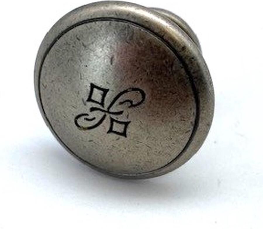 Metal Style Knop Grijs IJzerkleurig klassiek rond bewerkt 25mm