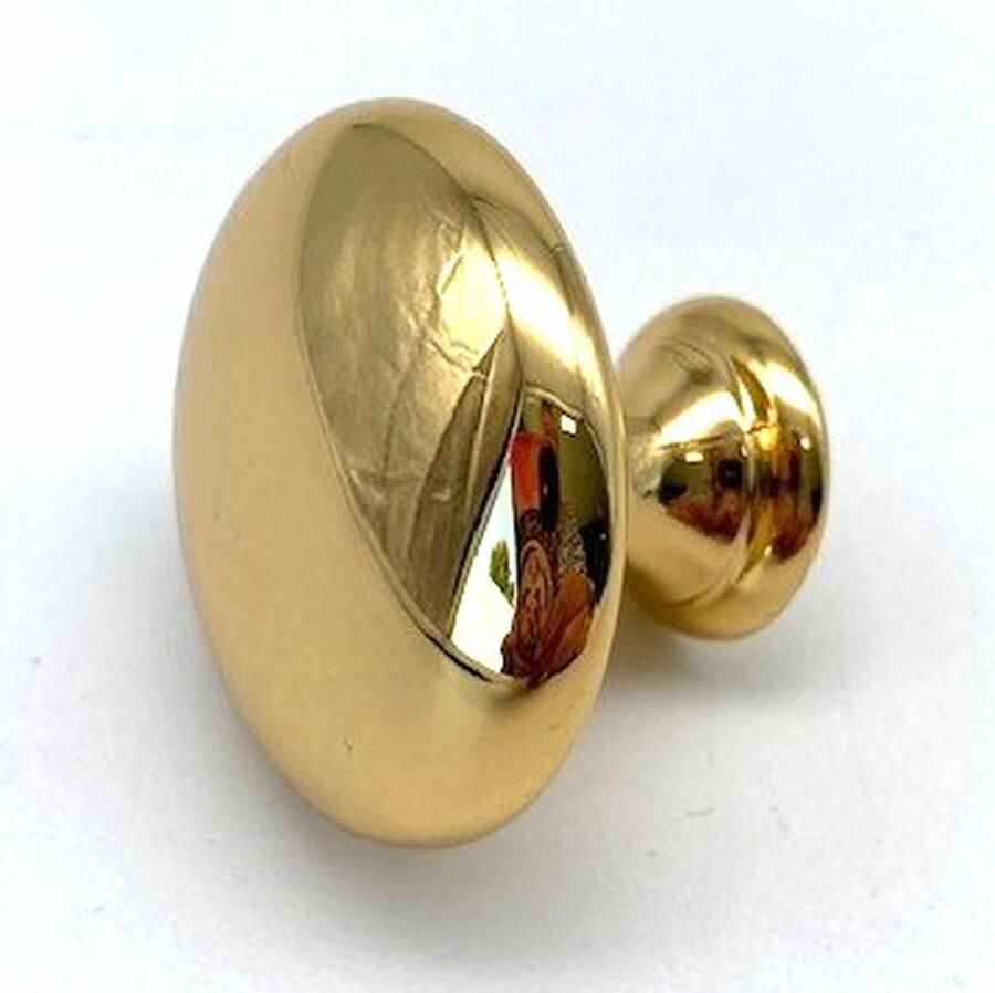 Metal Style Knop Messing glanzend rond Paddenstoel 30mm