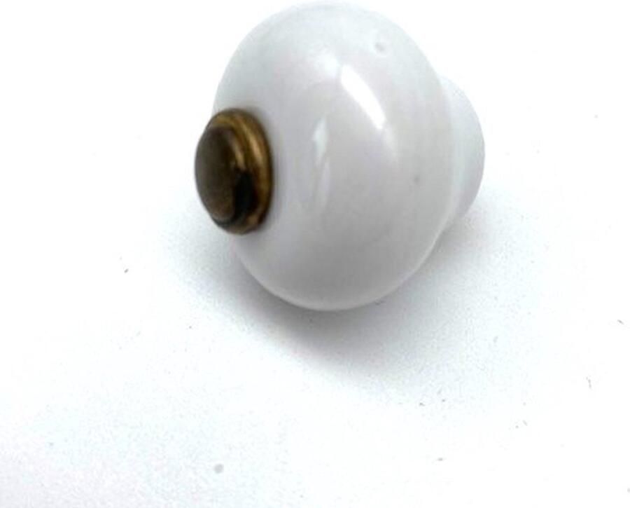 Metal Style Knop Wit Porselein Brons Antiek 30mm