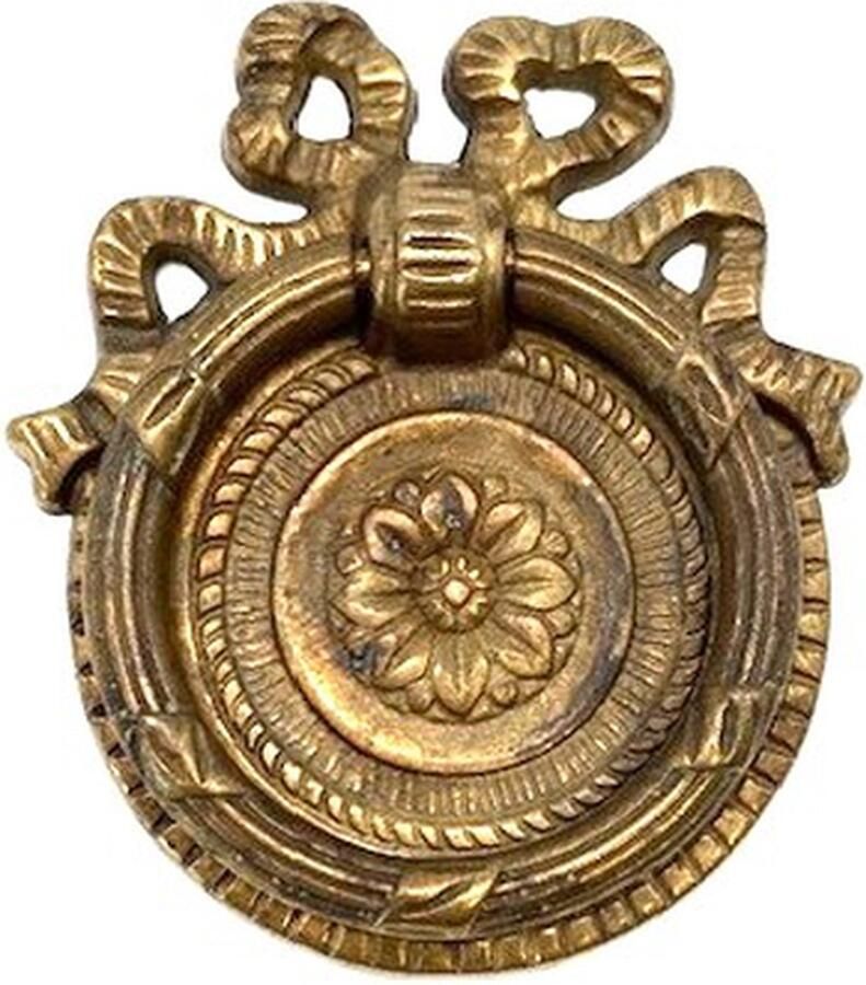 Metal Style Ladegreep massief Messing antiek rond groot 56mm