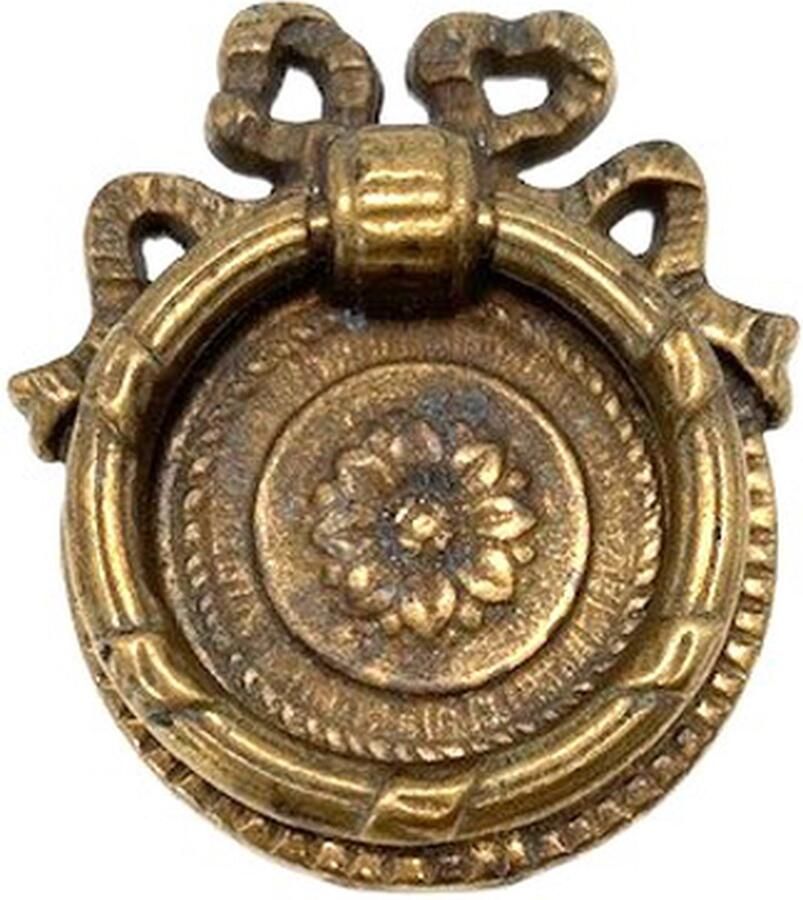 Metal Style Ladegreep massief Messing antiek rond klein 46mm