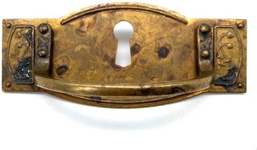 Metal Style Ladegreep Messing antiek groot met sleutelgat 100x43mm