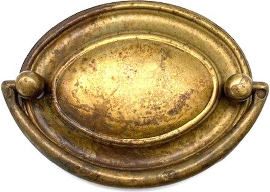 Metal Style Ladegreep Messing antiek ovaal groot 82x60mm