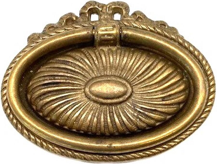 Metal Style Ladegreep Messing antiek ovaal Lint Vortex groot 88x68mm