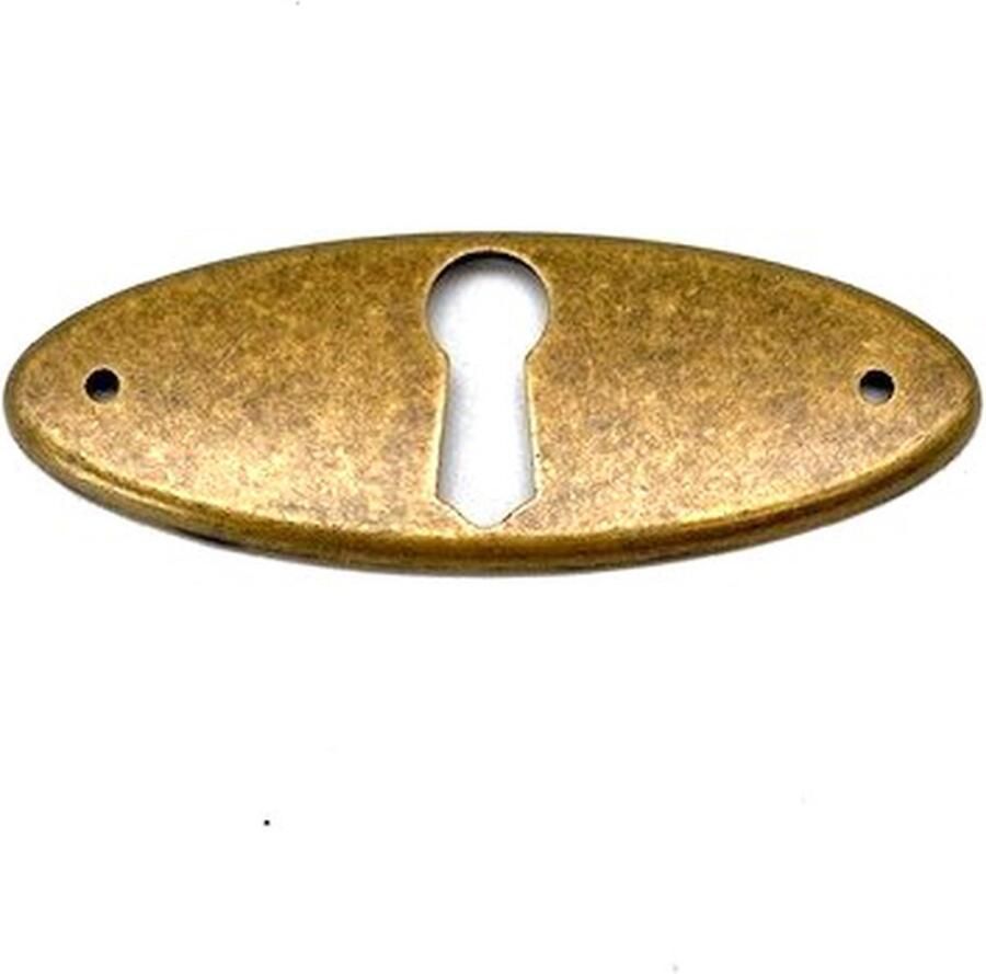 Metal Style Sleutelplaat Messing antiek ovaal 65x24mm