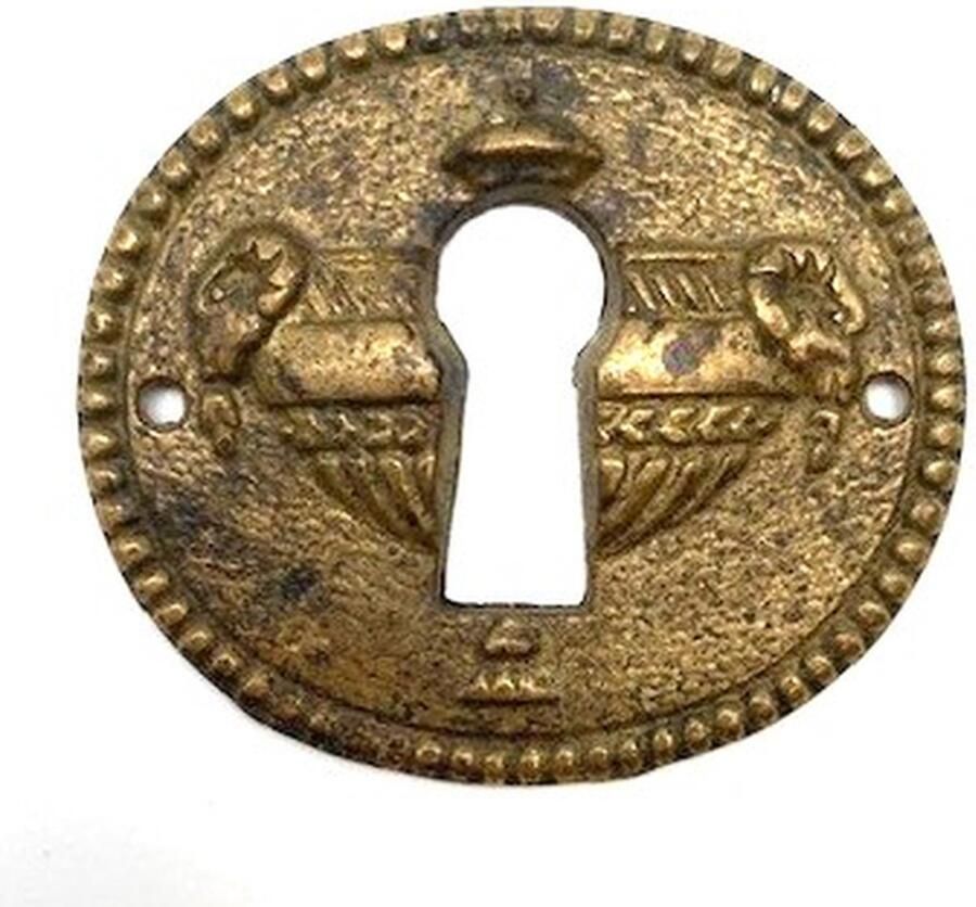 Metal Style Sleutelplaat Messing antiek ovaal Romeinse Schaal 50x43mm