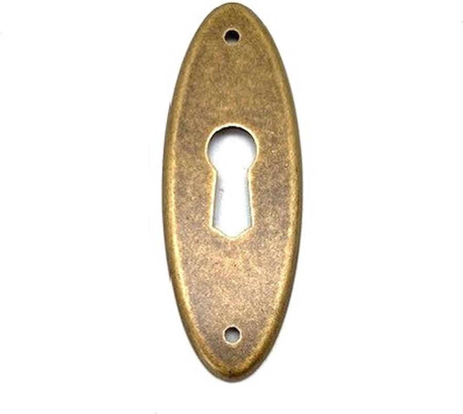 Metal Style Sleutelplaat Messing antiek ovaal verticaal 24x65mm