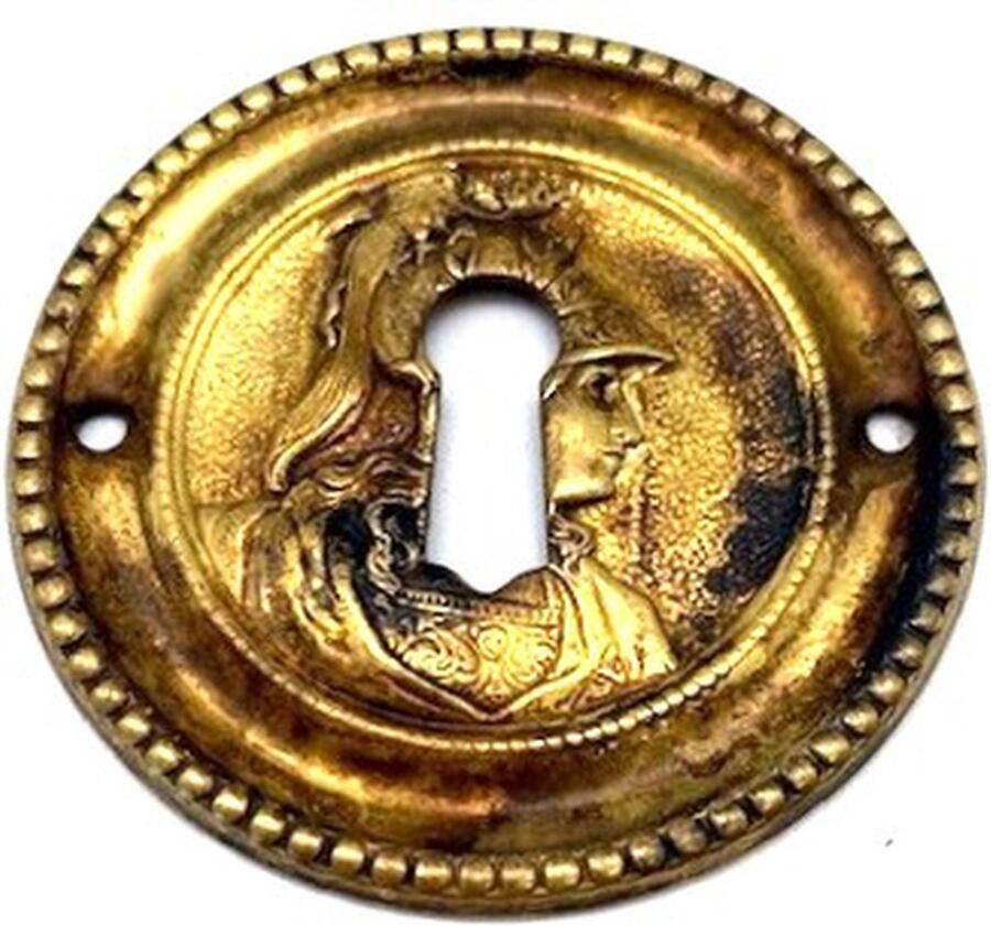 Metal Style Sleutelplaat Messing antiek rond Ajax 70mm