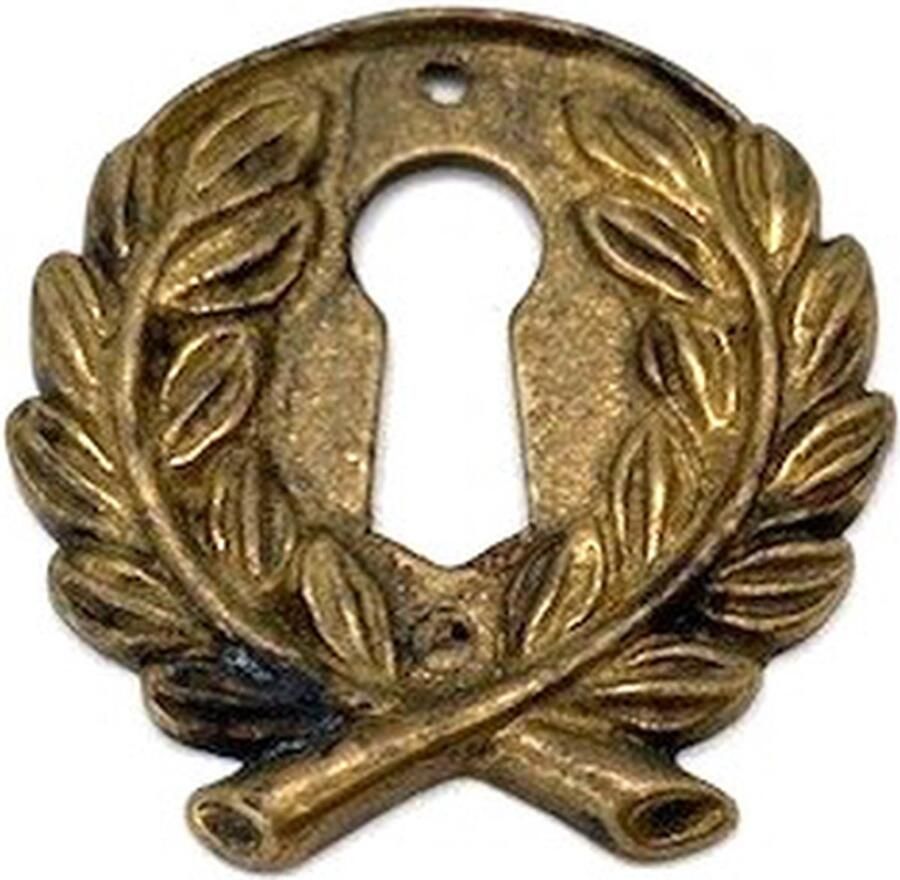 Metal Style Sleutelplaatje Messing antiek Lauwerkrans rond 39mm