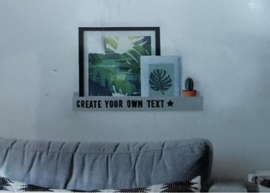 METAL WALL SHELF Metalen wandplank incl.Alfabet en symbolen magnetisch 45 x 7 x4 cm