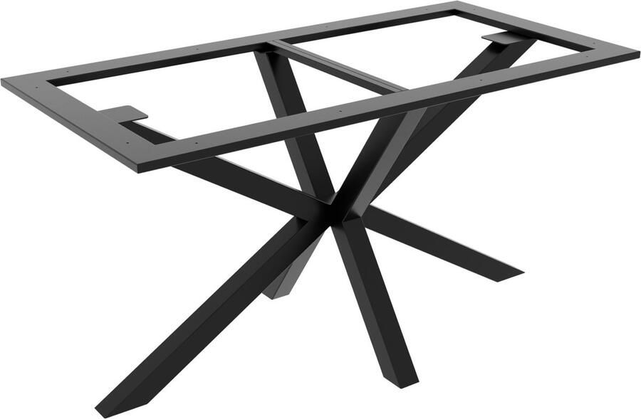 MetaloPro Acamar Frame Tafelonderstel – Modern Zwart Stalen Onderstel in Spin- en Stervorm voor Eet- Werk- en Vergadertafels 140x70x74cm