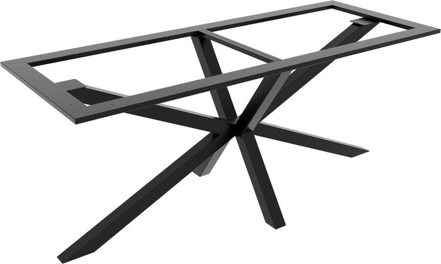 MetaloPro Acamar Frame Tafelonderstel – Modern Zwart Stalen Onderstel in Spin- en Stervorm voor Eet- Werk- en Vergadertafels 180x70x74cm