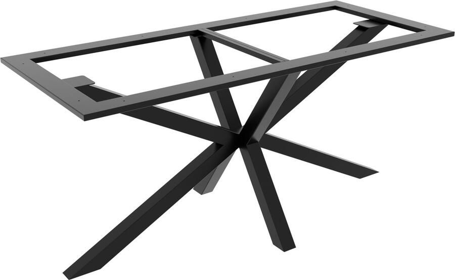 MetaloPro Acamar Frame Tafelonderstel – Modern Zwart Stalen Onderstel in Spin- en Stervorm voor Eet- Werk- en Vergadertafels 160x70x74cm