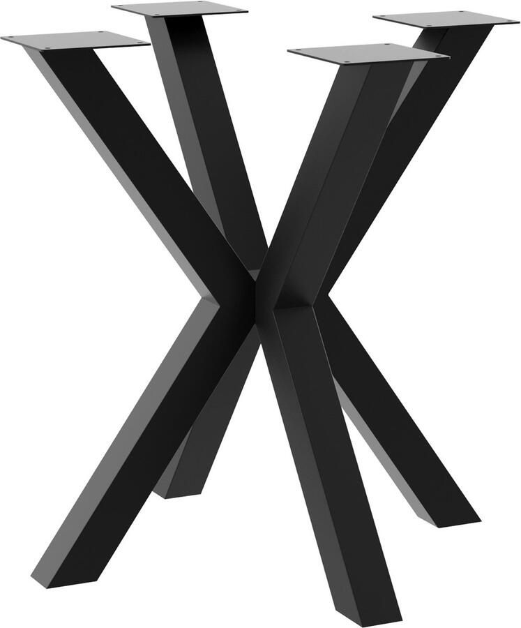 MetaloPro Tafelonderstel Acamar – Zwart Stalen Spinvormig Frame voor Eet- Werk- & Vergadertafels – Modern Design 70x70x72 cm